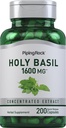 Piping Rock Heilige Basil Kapseln | 1600 mg | 200 Pillen | Kräuter Blatt Extrakt | Ergänzung für Frauen und Männer | Ocimum Tenuiflorum | Non-GMO, Glutenfrei