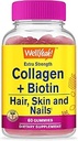 Wellye Collagen con Biotin Gummies - Supporta pelle, capelli, salute delle unghie, funzione congiunta, densità di ossa, crescita del muscolo, prestazioni cognitive - senza glutine, senza OGM - 60 conte