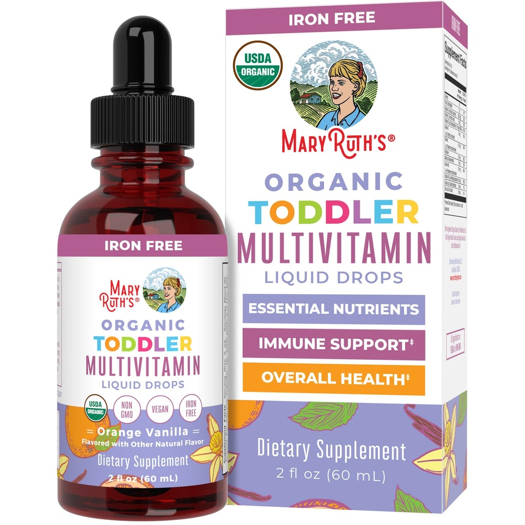 MaryRuth Organics Kids Multivitamin für Kleinkinder | USDA Organic | Kleinkind Vitamine Flüssigkeitstropfen für Kinder Alter 1-3 | Kleinkind Immununterstützung & Gesamt Wellness | Vegan | Non-GMO | Gluten Free | 2 Fl Oz