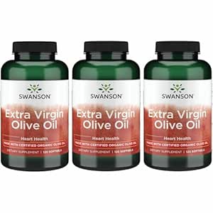 Swanson Extra Virgin Olivenöl - Natürliche Ergänzung Unterstützung Herz-Kreislauf-Gesundheit w/Essential Fatty Acids - Made w/Organic Cold-Pressed Olive Fruit - (120 Softgels, 1g Jeder) 3 Pack