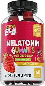 Kinder Melatonin Gummy, Effektive 1MG Schlafgummis Ergänzung für Kinder 3+, Drug-Free, Natural Fruity Strawberry Flavor, Made in USA