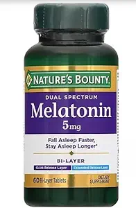 Mélatonine de Bounty de la nature 5 mg Comprimés Bi-Layer 60 ea (paquet de 3)