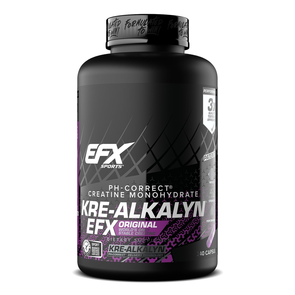 EFX Sports Kre-Alkalyn EFX. pH correct Supplément de pilule monohydraté de créatine.
