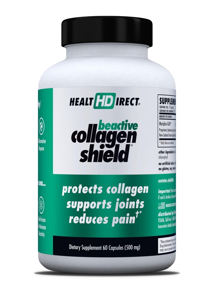 HEALTH DIRECT - BeActive Collagen Shield - 60 Kapseln - Advanced Green-Lipped Mussel Supplement for Collagen Protection - Unterstützt Kollagen in Haut, Gelenke und Muskeln