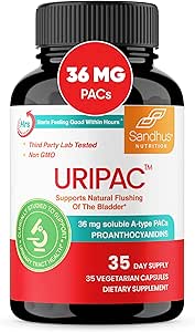 Sandhu's Uripac 36mg PACs clinicamente provato 35 capsule con 9X estratto di mirtillo ad alta resistenza | Supporta l'evitazione UTI, il rene Cleanse Detox e la riparazione
