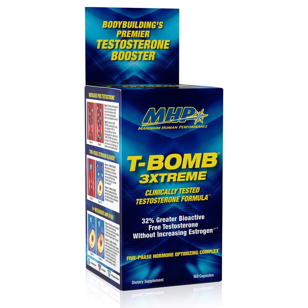 MHP T-Bomb 3xtreme clinicamente testato, Testosterone Booster per gli uomini, Aumentare Libido, 168 Conte