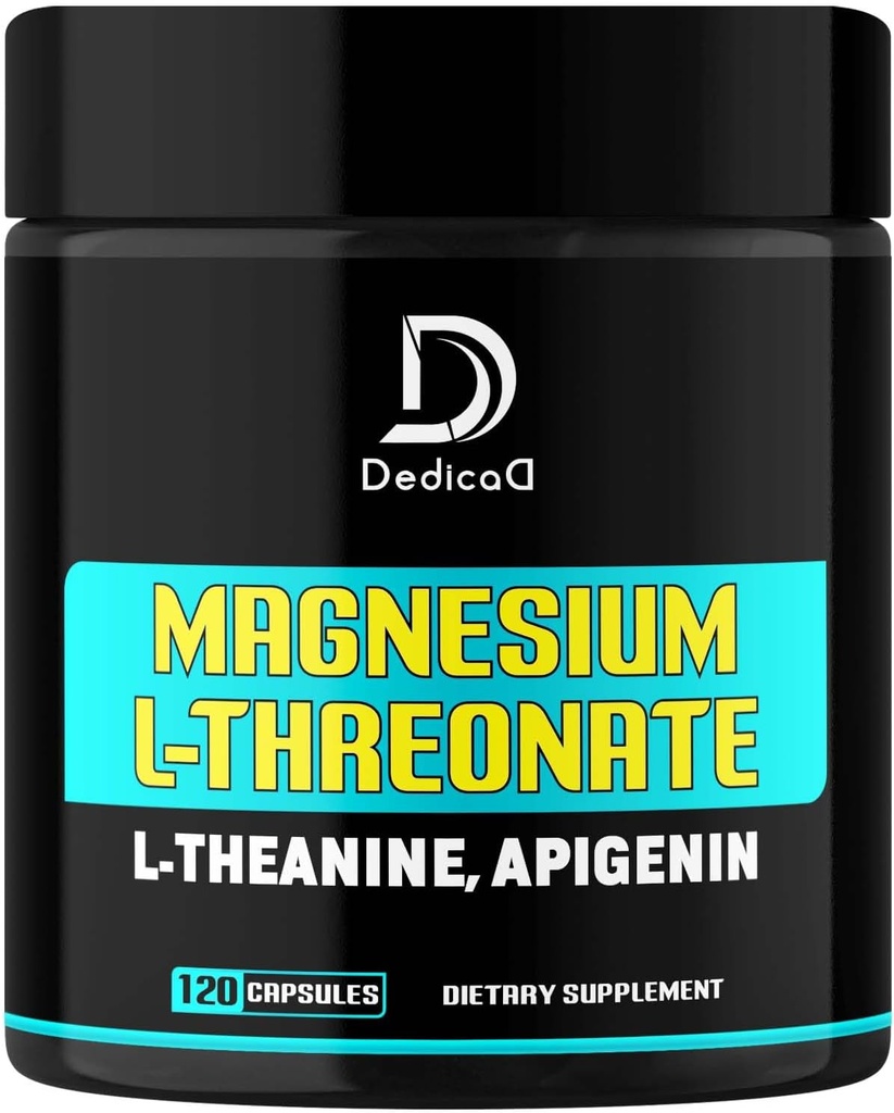2250MG Magnésium L-Thréonate w. L-Theanine & Apigenin - 120 Capsules - Supplément triple complexe de magnésium