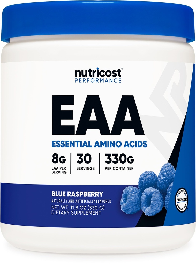 Nutricost EAA Powder 30 Servings (Blue Raspberry) - Aminoacidi essenziali - Non OGM, Gluten Free, Per vegetariani