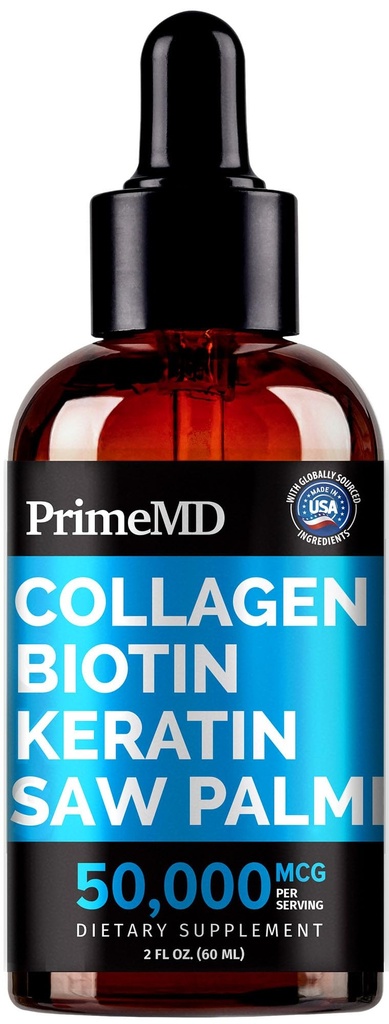 Peptides de collagène liquide pour femmes - Complexe sérique avec vitamine biotine, protéine de kératine hydrolysée et Palmetto de scie - Formule complète pour le bien-être des cheveux, de la peau et des ongles - 2fl oz (paquet de 1)