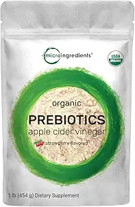 Bio-Präbiotika Faserpulver | 1Lb, 6 in 1 Alle natürlichen Pflanzen | Fruchtformel, Erdbeeren Geschmack, Vegan | Keto, keine Zusatzstoffe, keine Füllstoffe, Unterstützt gesunde Verdauung & Immunsystem für Frauen und Männer