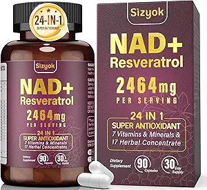 NAD Supplement, Liposomal NAD+ Supplemento con Resveratrolo, NAD Resveratrolo Supplemento - Boost NAD+ for Aging Defense, Energy, Focus - Capsule Ultra Antiossidanti,132
