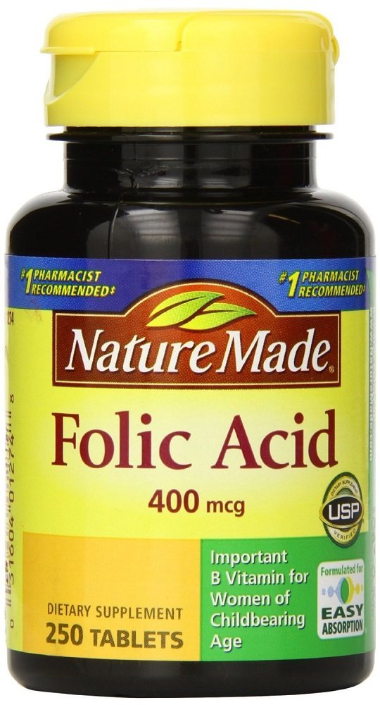 Naturgemachte Folsäure 400 mcg 250 Count (4 Pack)