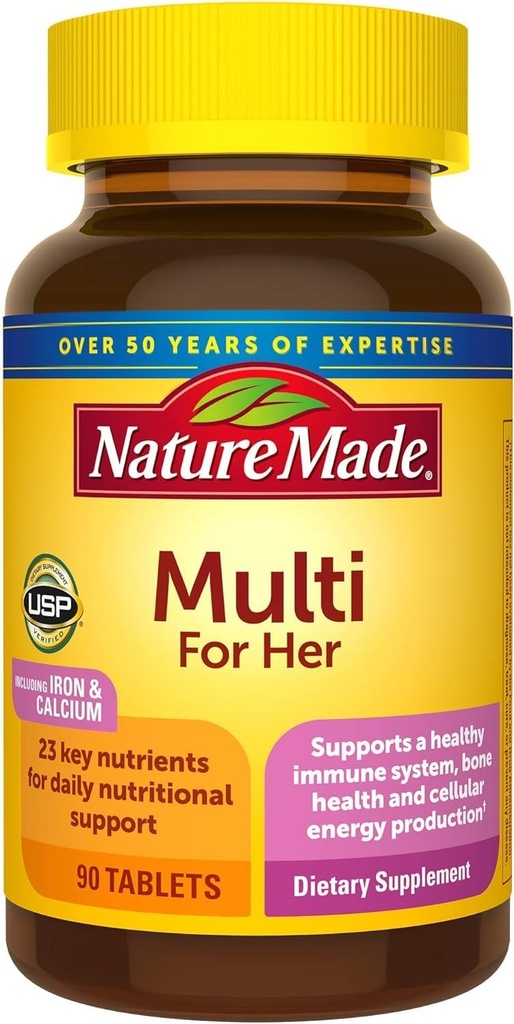 Natura Made Multivitamin Per Lei, Supporto Nutritivo giornaliero Multivitamina per le Donne, Vitamine & Minerali Femminili, 90 Compresse, Alimentazione 90 giorni