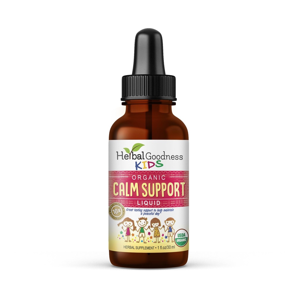 Kids Calm Support Liquid Extract 1oz with Magnesium Glycinate, Magnesium Citrate, Multivitamin - Magnesium for Kids - 1oz Bottle, 1 Unit - Herbal Goodness