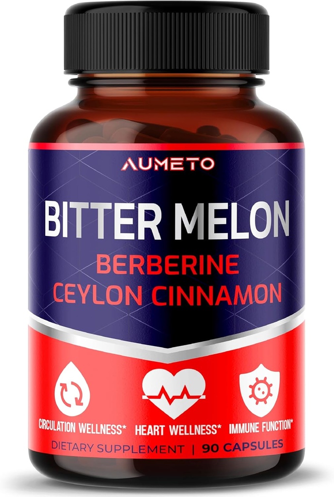 Bitter Melon Kapseln - Verbessert mit Berberine Ceylon Cinnamon für Zirkulation Wellness und Immunfunktion (90 Count (Pack von 1))