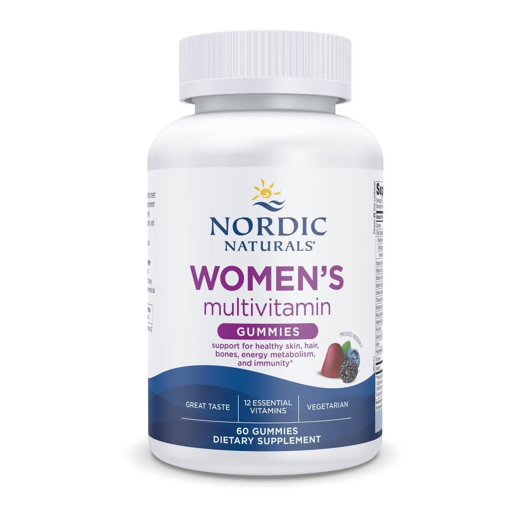 Nordic Naturals Gummies multivitamines pour femmes, Berry mixte - 60 Gummies - Soutien pour la peau, les cheveux, les os, l'énergie et l'immunité - Non-OGM, Végétarien - 30 portions
