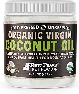Huile de noix de coco vierge biologique pour chiens et chats, 16 oz - Supports Système immunitaire, Digestion, Santé Orale, Thyroïde - Allergy Relief pour chiens - Hairball Relief