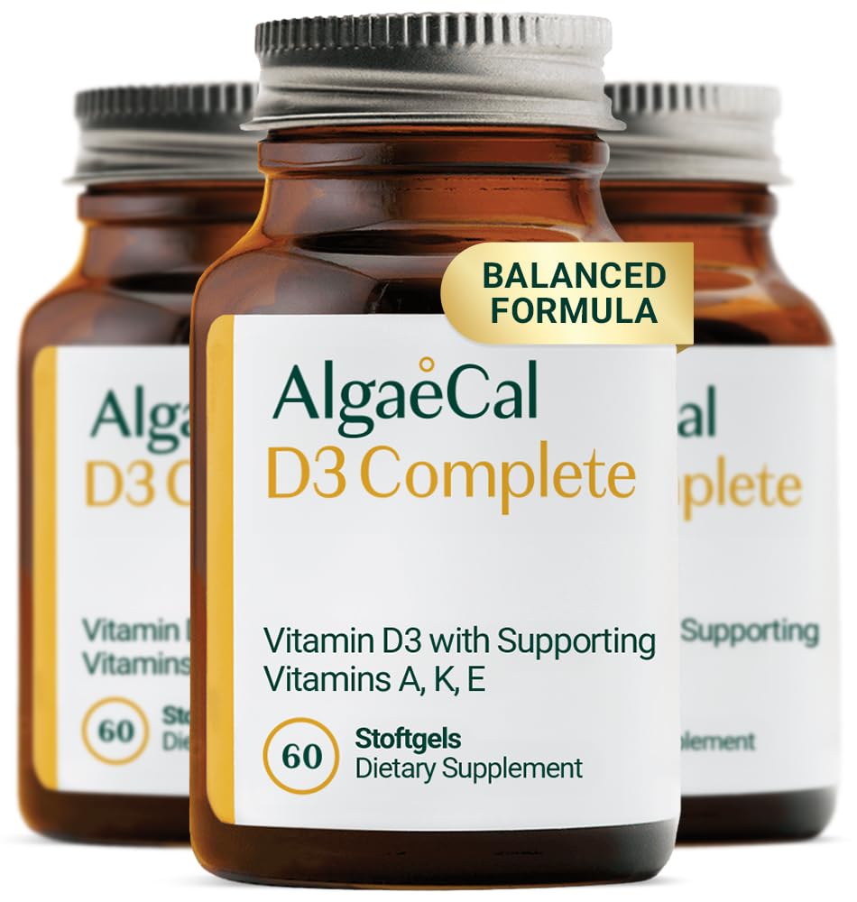 ALGAECAL 4-in-1 Vitamin D3 K2 Complete - ADK Vitamin Supplement, Enhanced Immun Support & Knochen Gesundheit mit D3 K2, A, & E - Ganzkörper Wellness & Knochenstärke, 60 Easy-Swallow Softgels
