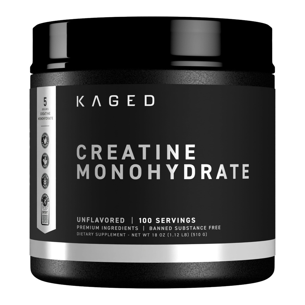 Kaged Creatine Monohydrate Micronized Powder | Unflavored | Muscle Building & Recovery | 5000 mg Per Serving | Vegan, Gluten Free, Easily Digestible | Supplements for Men & Women | 100 Servings