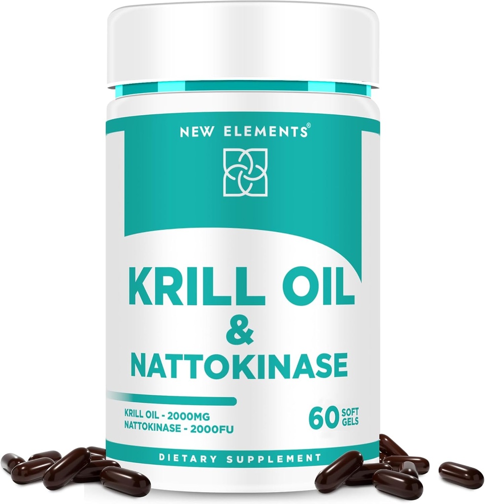 Nattokinase Supplement 4000 FU Organic mit antarktischen Krill Öl Omega 3 Softgels 2000mg | DHA | EPA | Nattokinase Von Japanischer Natto | Herz-Kreislauf- &amp; Herzgesundheitsunterstützung | 60 Softgels abgeleitet