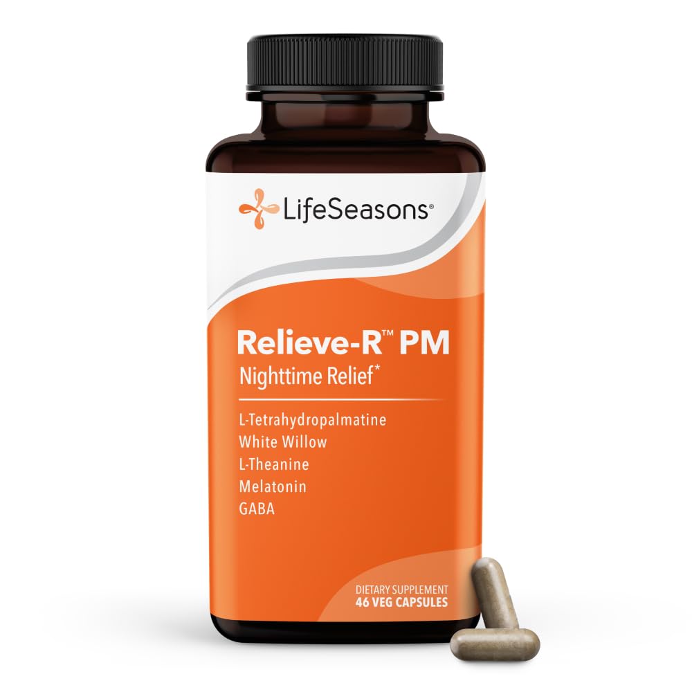 LifeSeasons Relieve-R PM - Eases Nighttime Aches & Discomfort - Relaxes Muskeln - Beruhigt das Nervöse System - Unterstützt natürliche Schlafzyklen & Non Habit Forming - 46 Kapseln