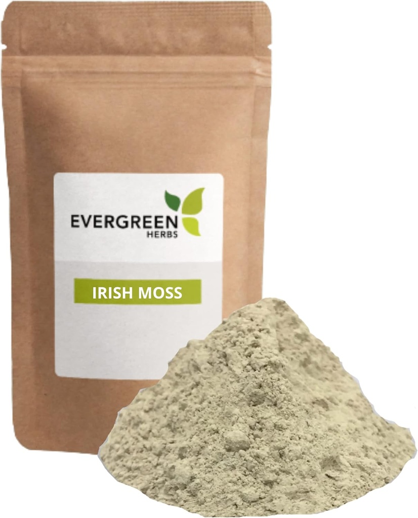 Evergreen Herbs Irish Moss (Powder 4 oz) - Resealable Stand Up Pouch, um Frische zu gewährleisten!