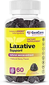 GenCare - Supporto Lassativo Gummies con Estratto di Senna Naturale (60 Gummies) - Rilievo notturno delicato di costipazione occasionale per adulti e bambini 6 e più vecchio - Lassativo vegetale non OGM