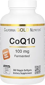 California Gold Nutrition CoQ10 100 mg, Coenzyme Q10 Ubiquinone USP, Supporta la funzione mitocondriale, 360 Veggie Softgels