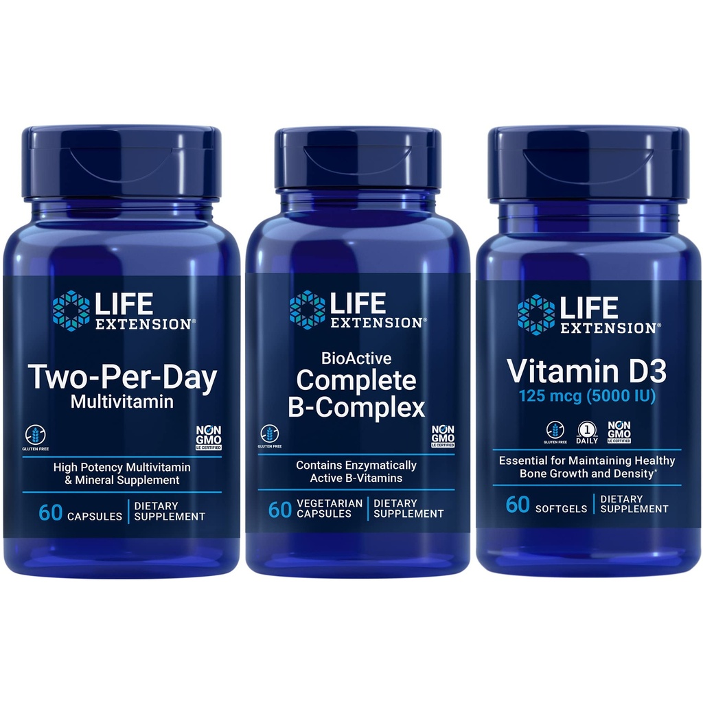 Prolongation de la durée de vie Multivitamine à deux par jour, 60 capsules BioActive Complete B-Complex, 60 capsules