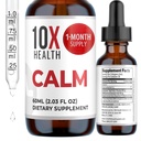 10X Health Calm L Theanine Supplement Liquid Drops - 100mg L'Theanine Drops & 100mg GABA Integratori per sostenere le nervature, calma e stress - Natural Flavor 2.03 Fl oz.