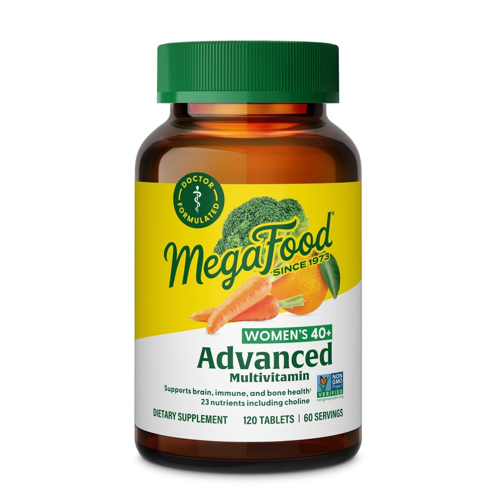 MegaFood Women's 40+ Advanced Multivitamin for Women - Dr Formulated - Vitamina B, Vitamina D3, Vitamin K2 & Choline - Metabolismo energetico, Salute del cervello & Bone Salute - Vegetariano - 120 Tabs (60 porzioni)