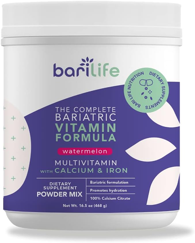 Bari Life Complete Bariatric - Nahrungsergänzungsmittel-Pulvermischung, Kalzium-Zitrat, Multivitamin, Eisen - Bariatric Vitamine für Magen-Darm-Patienten - (Watermelon, 60 Portionen)