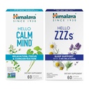 Himalaya Hello Calm Mind mit Bacopa für Entspannung, Fokus und Konzentration & Hallo ZZZs mit Melatonin für Schlafunterstützung, 60 Kapseln Jeder - Bundle