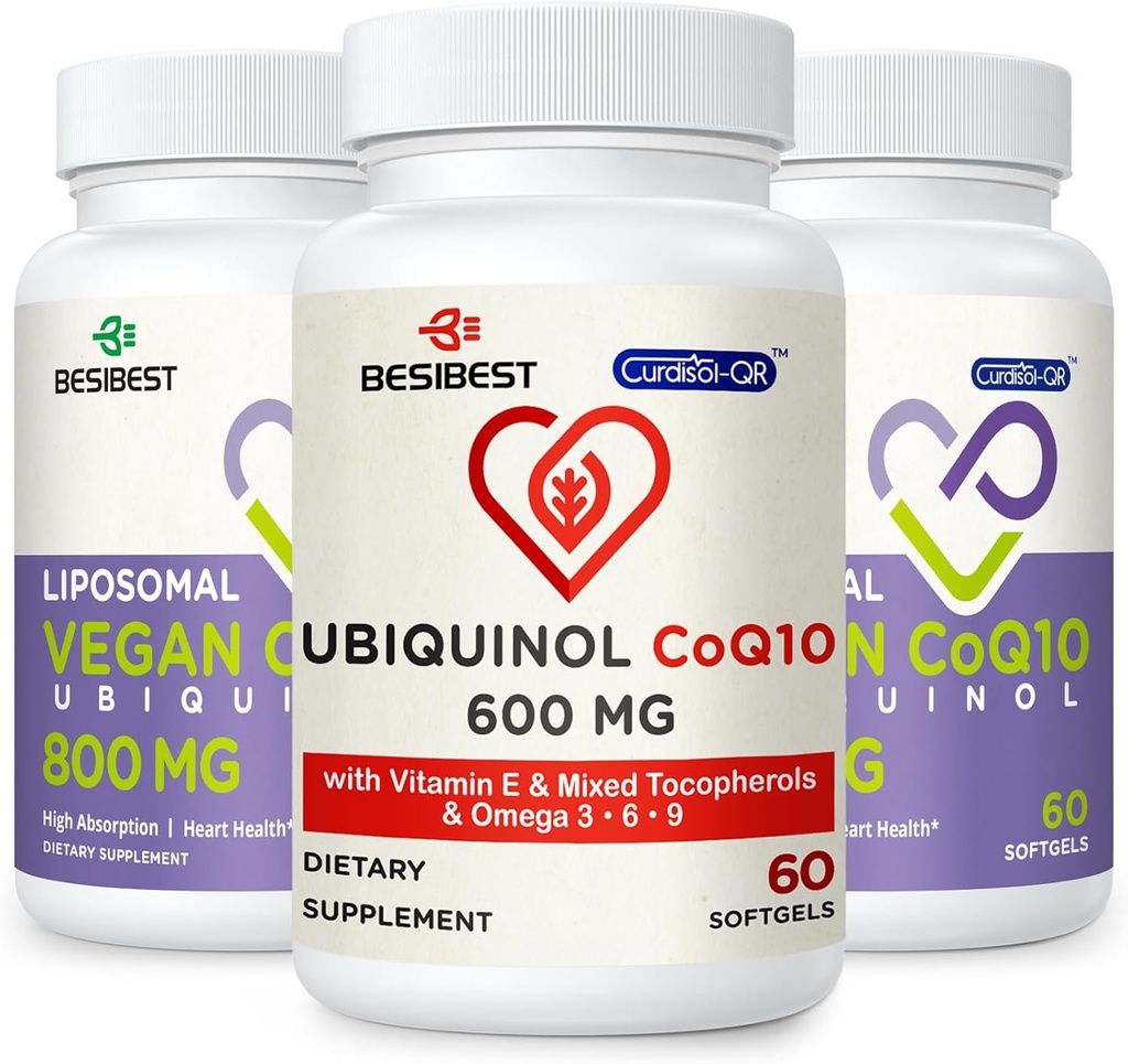 CoQ10 600mg 1PCS Bundle with 800mg Liposomal CoQ10 Ubiquinol Supplement 2PCS