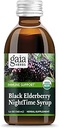Gaia Herbs Black Elderberry, Sirop NightTime - Supplément de soutien immunitaire - Avec les mûres noires biologiques, California Poppy & Lemon Baume pour le repos et la défense immunitaire - 5.4 Fl Oz (32 jours de réserve)