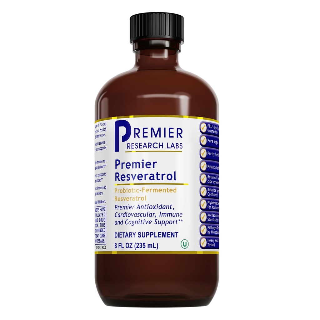 Premier Research Labs Resveratrol - Resveratrol Liquid Supplement, Trans Resveratrol, Antioxidante Unterstützung für Herzgesundheit und Blutfluss, Aging Support, 180 mg pro Teelöffel - 8 Fl Oz