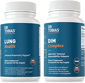 Dr. Tobias Lung Health & DIM Complex Supports Lung Cleanse & Detox Formula, Estrogen Detox & Balance Complex, per Uomini & Donne, Non OGM