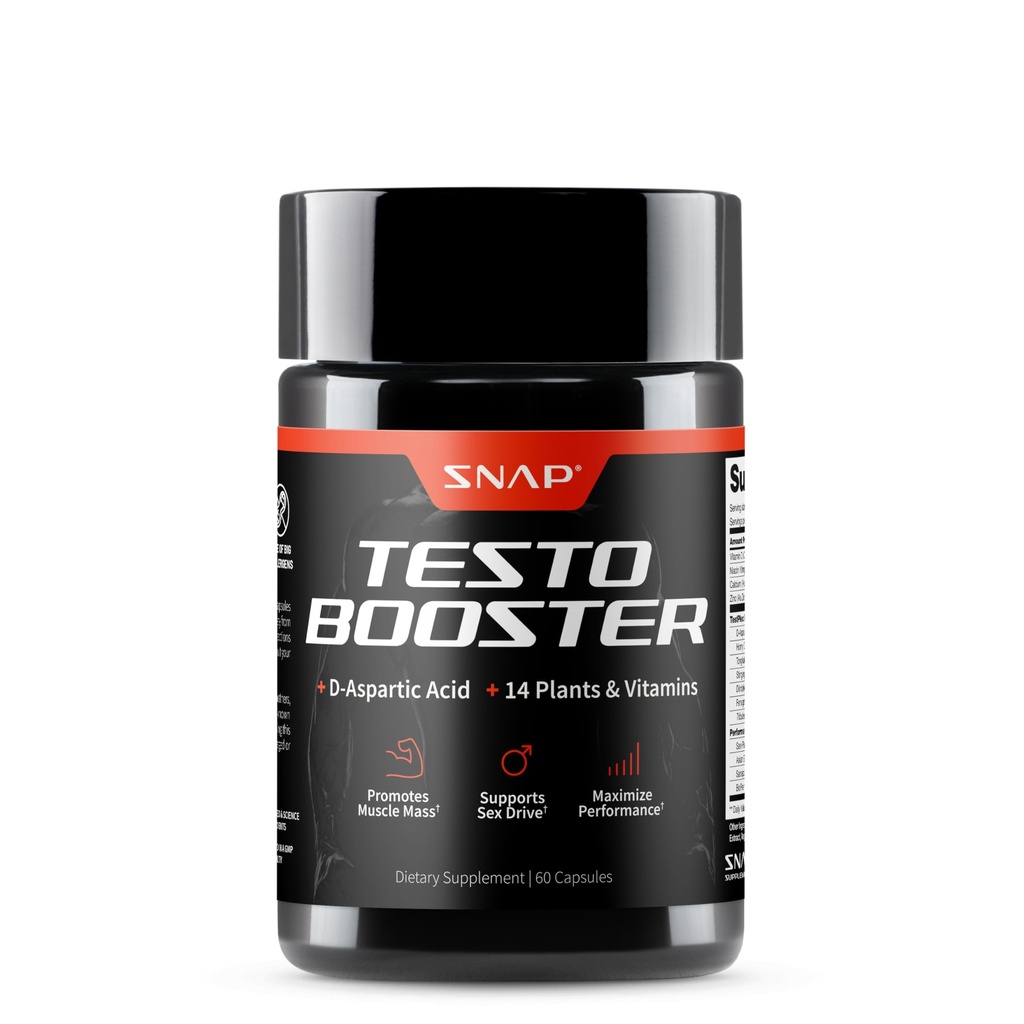 Snap Supplements Testosteron Booster für Männer - fördert Muskelwachstum, Booster für Männer, Steigerung der natürlichen Energie, Stamina und Stärke, 60 Kapseln