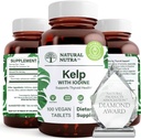 Complément de support naturel Nutra Kelp Iodine Thyroïde, renforce le système immunitaire et régule le métabolisme, Vegan Sea Kelp, non OGM, extrait d'algues de l'Atlantique, 225 mcg, 100 comprimés