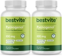 BESTVITE Pycnogenol 100mg (120 gélules) (60x2) - Extrait d'écorce de pin Maritime - Pas de stéarate - Sans gluten - Non OGM