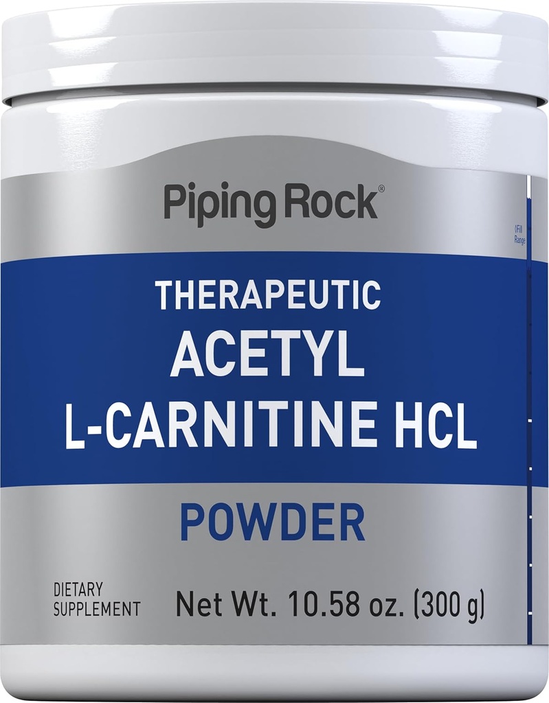 Piping Rock Acetyl L-Carnitin Pulver | 300g | ALCAR HCL Supplement | Non-GMO, Glutenfrei