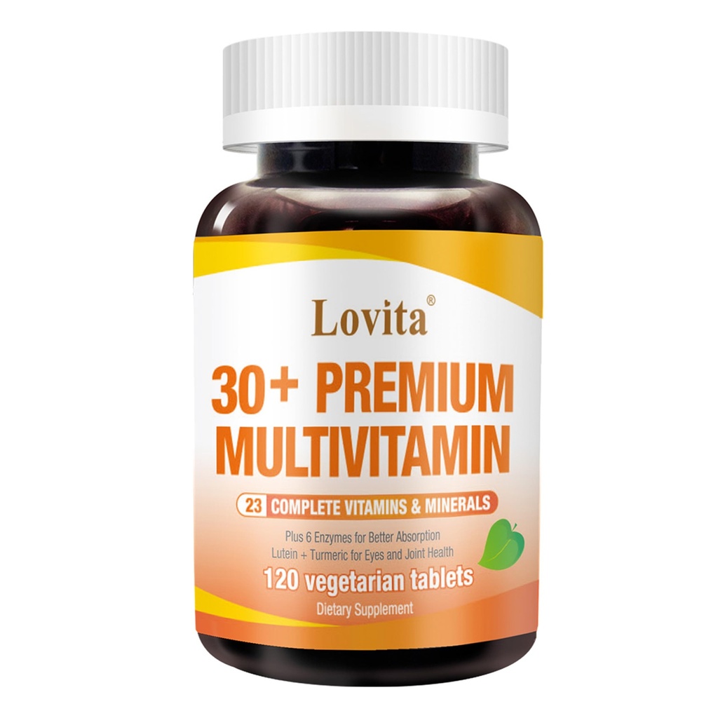 Lovita Premium Multivitamin für Erwachsene 30+ mit Enzymen, Turmeric & Comprehensive Nährstoffunterstützung - 120 vegetarische Tabletten