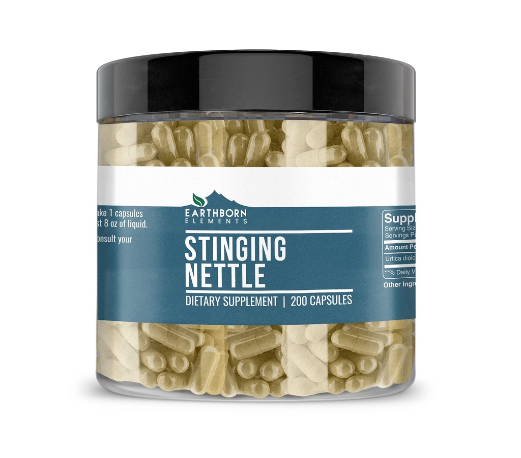 Erdnährende Elemente Sting Nettle Leaf 200 Kapseln, Rein und unverdünnt, keine Zusatzstoffe
