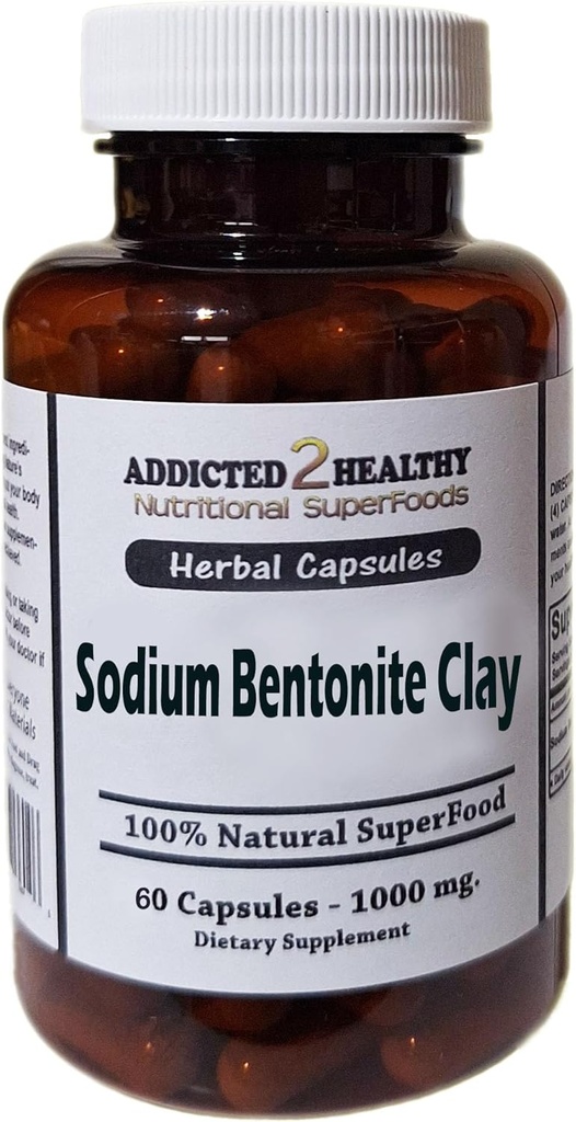 Food Grade Sodium Bentonite Clay Powder Capsules (1000 mg) 60 Graf von Addicted 2 Healthy