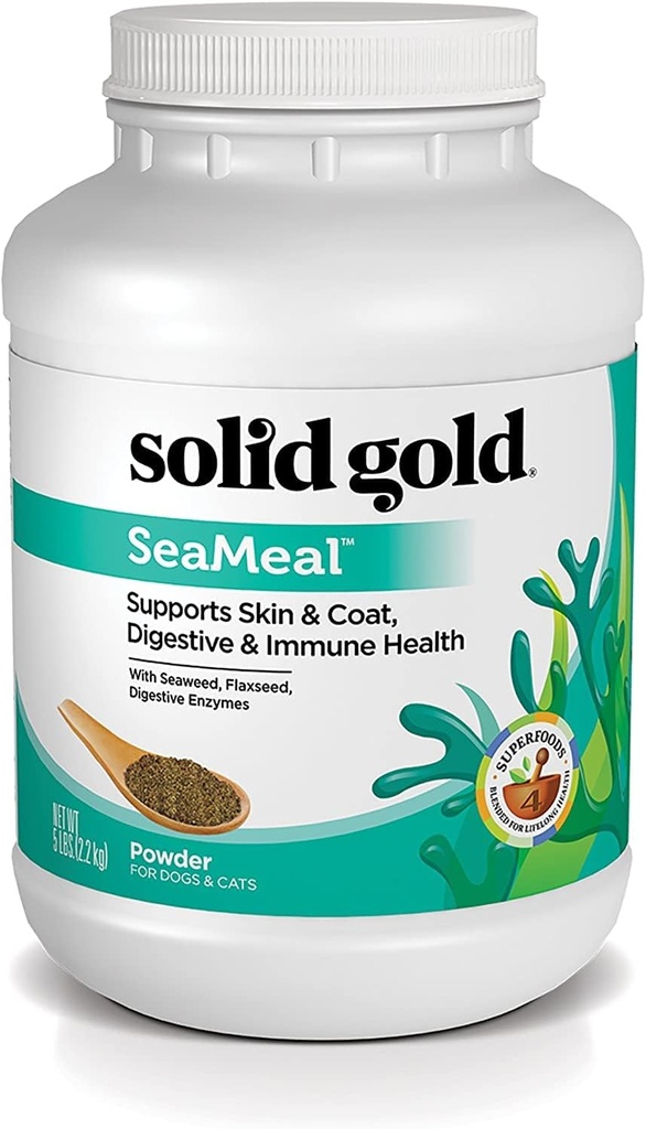 Polvere di Multivitamina di Gatto d'Oro Solido - Polvere di Kelp, Omega 3 & Vitamine per Odontoiatria, Digestiva, Immune, Salute Della Pelle & Cappotto - Multi Vitamina per Cani & Gatti - Supplemento Additivo Cat & Dog - 5lb