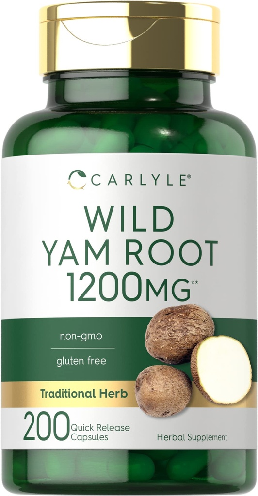 Carlyle Wild Yam Root Capsules | 200 Count | Non-GMO, Gluten Free | Traditionelle Kräuterextrakt