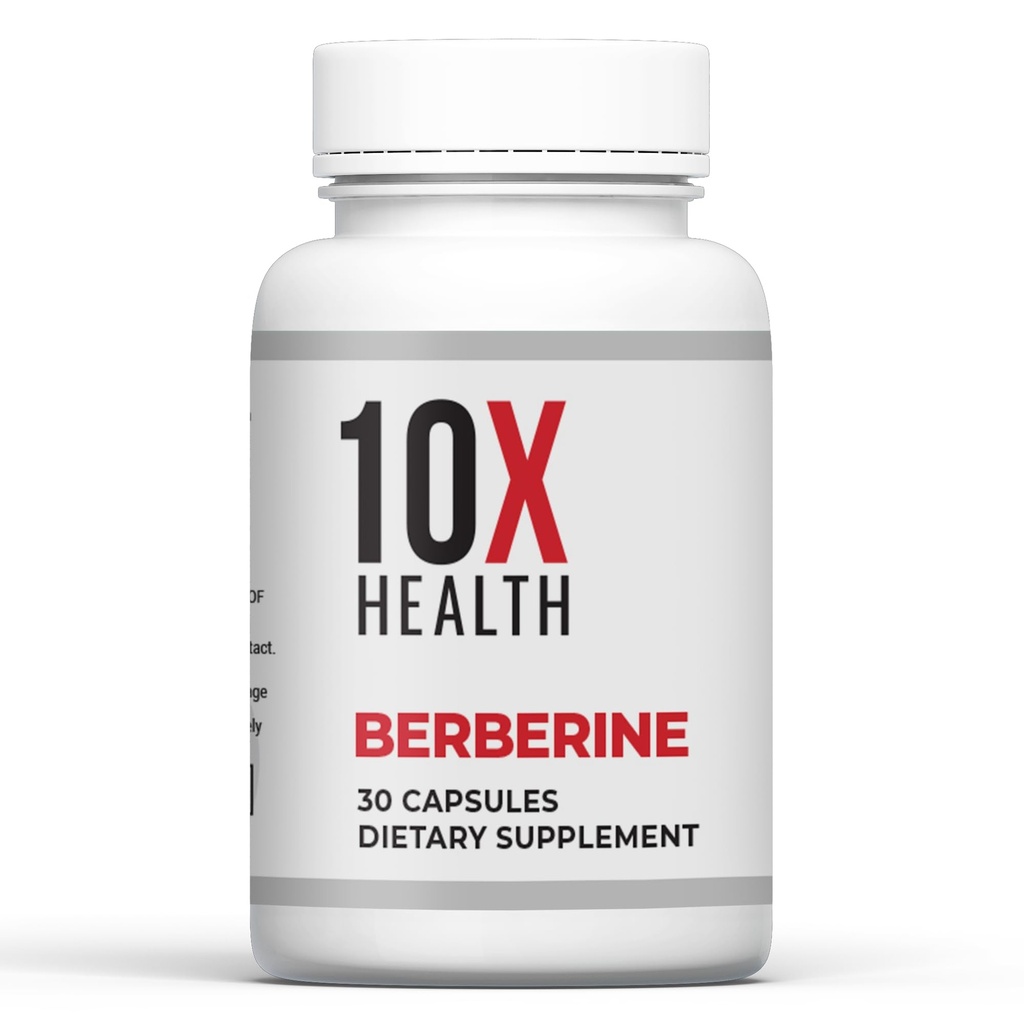 10X Salute Berberina Supplemento 500mg - Contiene Diidrobertina Supplemento per Migliore Assorbimento - Supporta Cardiovascolare & Gut Integratori per Donne & Uomini - 30 capsule