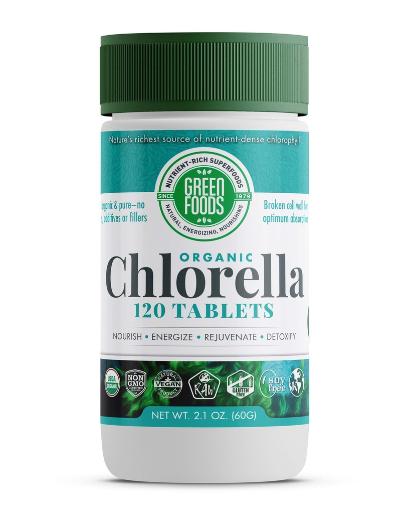 Green Foods Organic Chlorella 500 Mg, 120 Conte