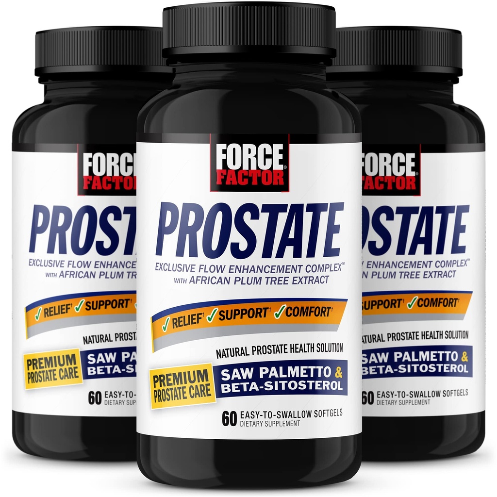 FORCE FACTOR Prostata, 3-Pack, Saw Palmetto und Beta Sitosterol Ergänzung für Männer, Prostata-Gesundheitsunterstützung, Größe Unterstützung, Urinary Relief, Blasenkontrolle, Reduzieren Nighttime Urination, 180 Softgels