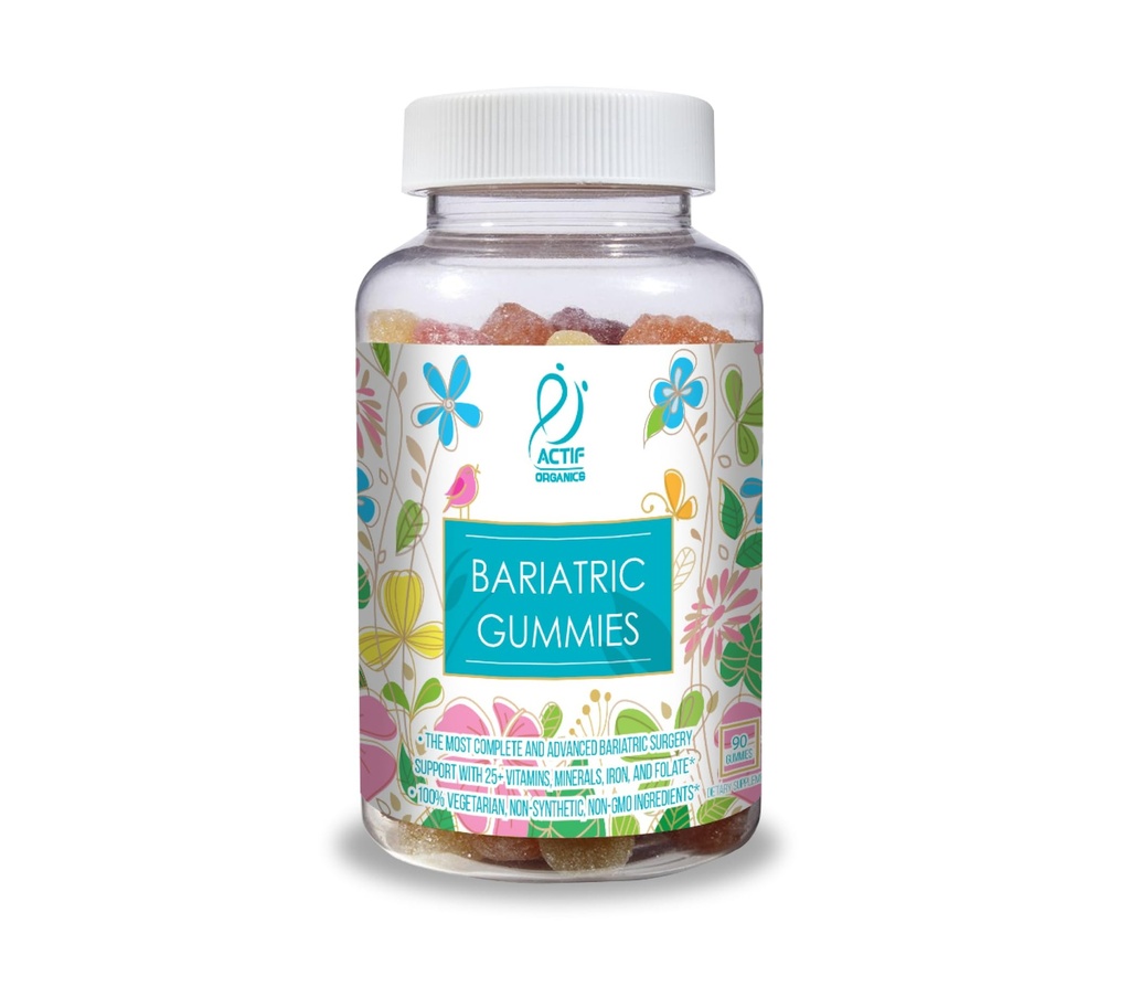 ACTIF Organic Bariatric Gummis mit 25+ Bio-Vitaminen und Mineralen für Bariatric Chirurgie, Advanced Formula – Non GMO, 90 Count